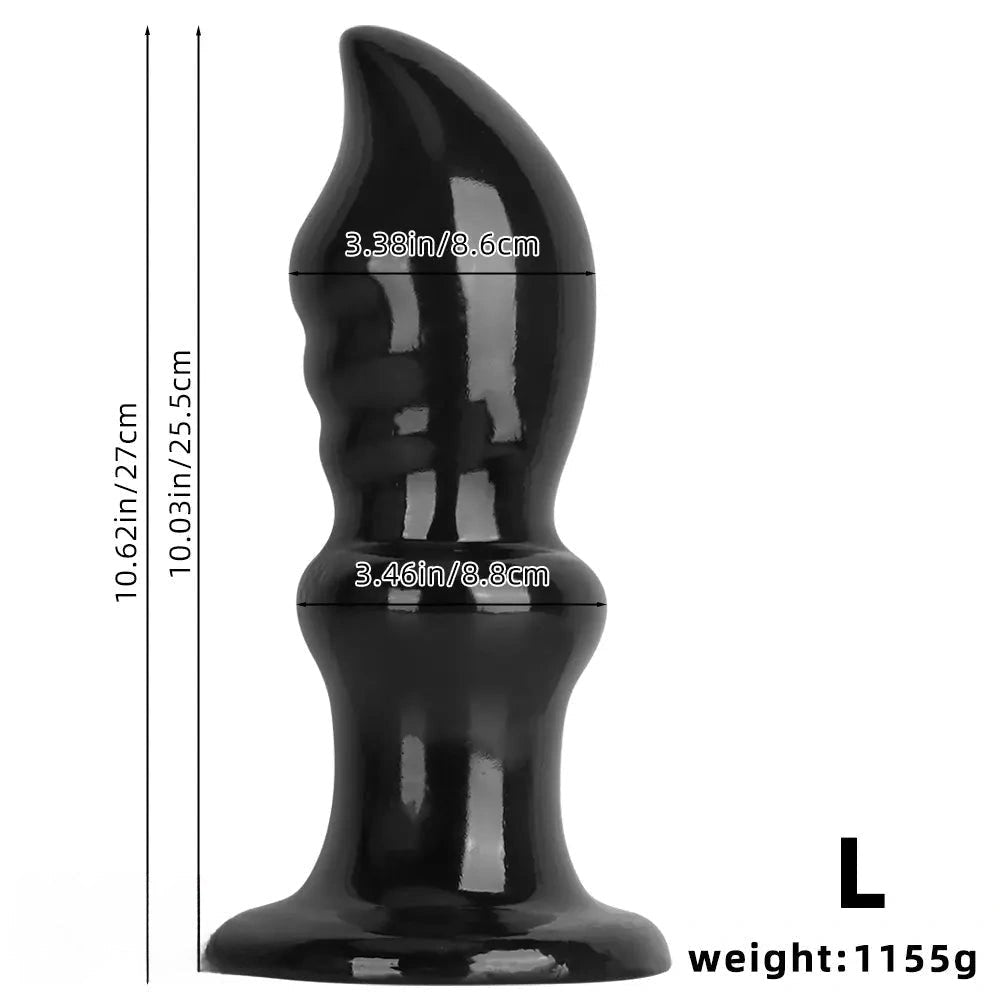 Set of three black ribbed PVC anal training plugs, photo 11