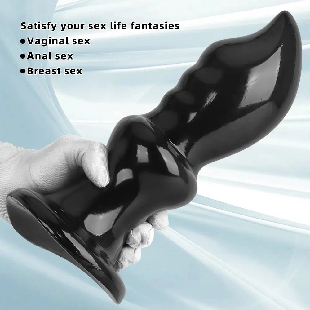 Set of three black ribbed PVC anal training plugs, photo 6