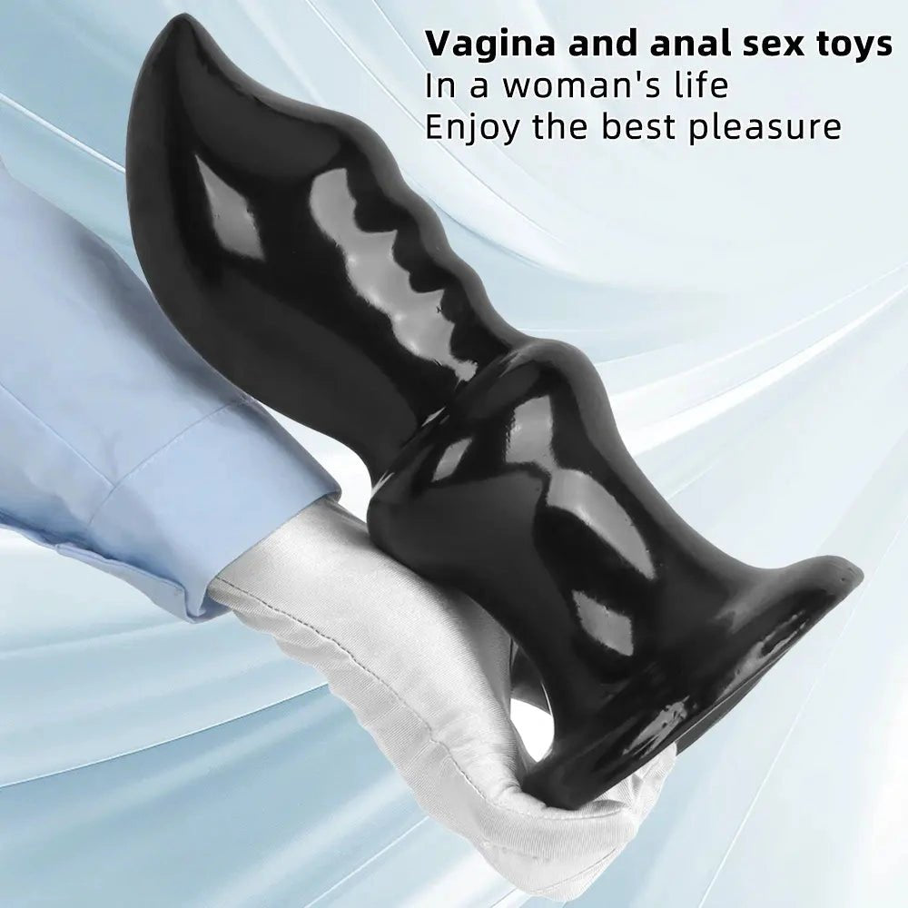 Set of three black ribbed PVC anal training plugs, photo 7