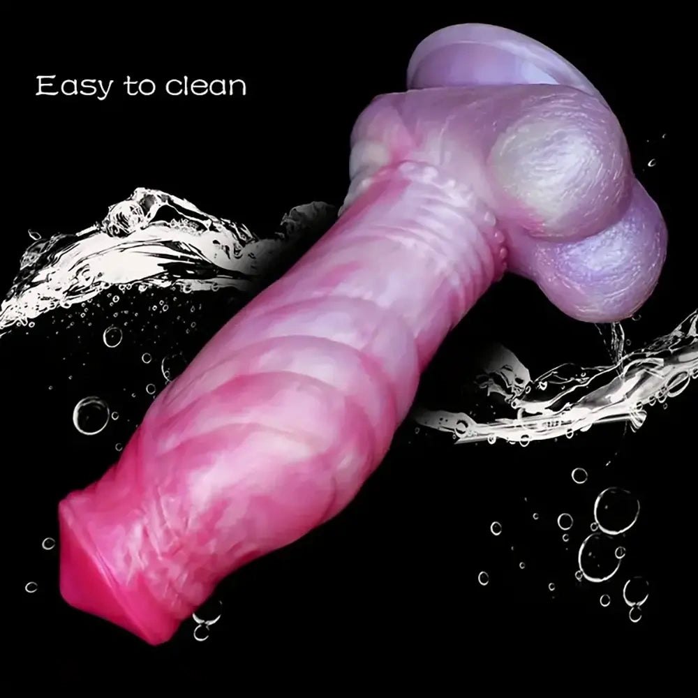 Colorful marbled silicone fantasy dildo, photo 7