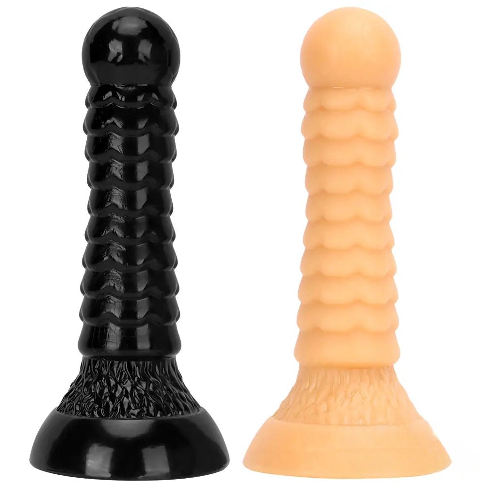 Ribbed PVC fantasy dildo with ball tip, photo 1