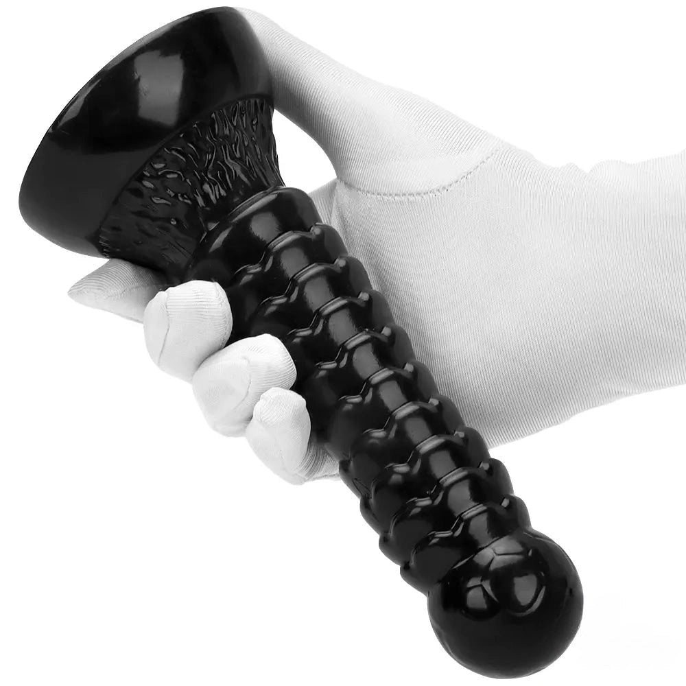 Ribbed PVC fantasy dildo with ball tip, photo 10