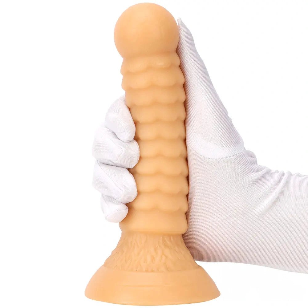 Ribbed PVC fantasy dildo with ball tip, photo 11