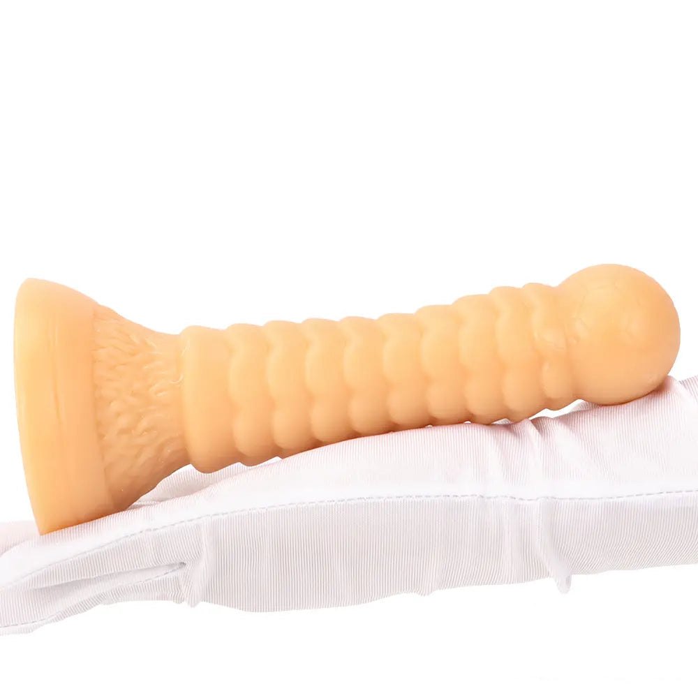 Ribbed PVC fantasy dildo with ball tip, photo 12