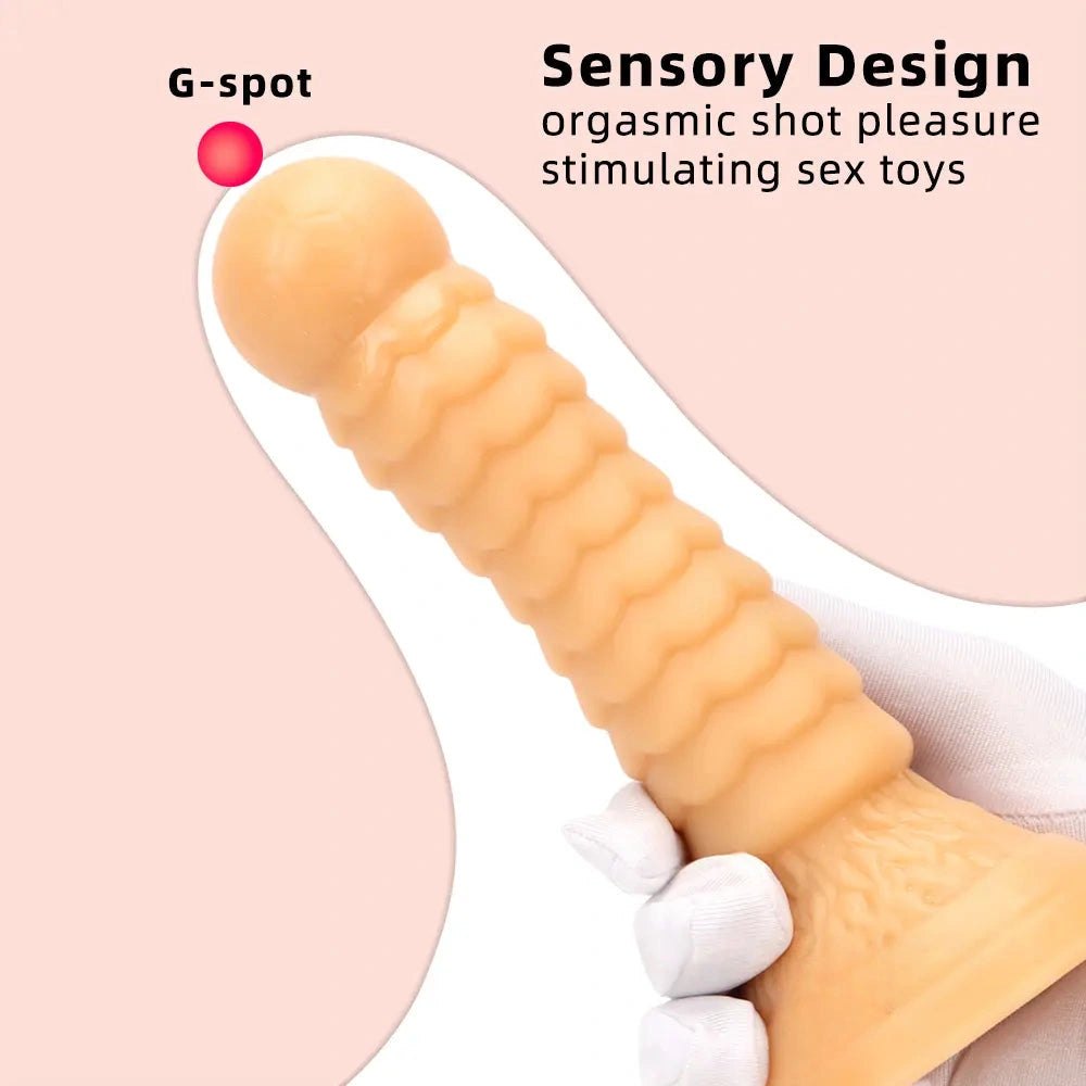 Ribbed PVC fantasy dildo with ball tip, photo 2