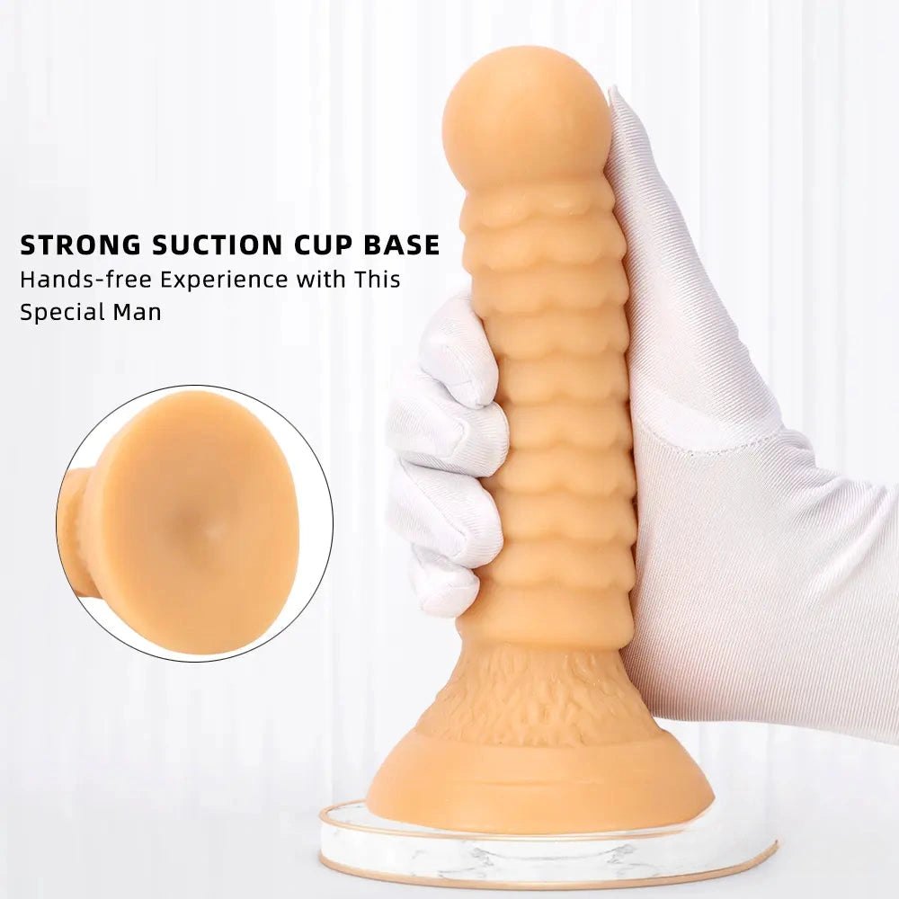 Ribbed PVC fantasy dildo with ball tip, photo 5