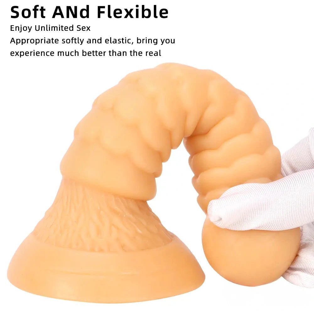Ribbed PVC fantasy dildo with ball tip, photo 6