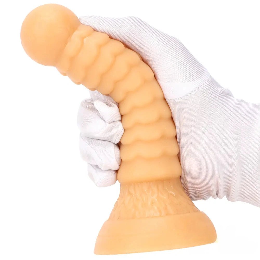 Ribbed PVC fantasy dildo with ball tip, photo 8