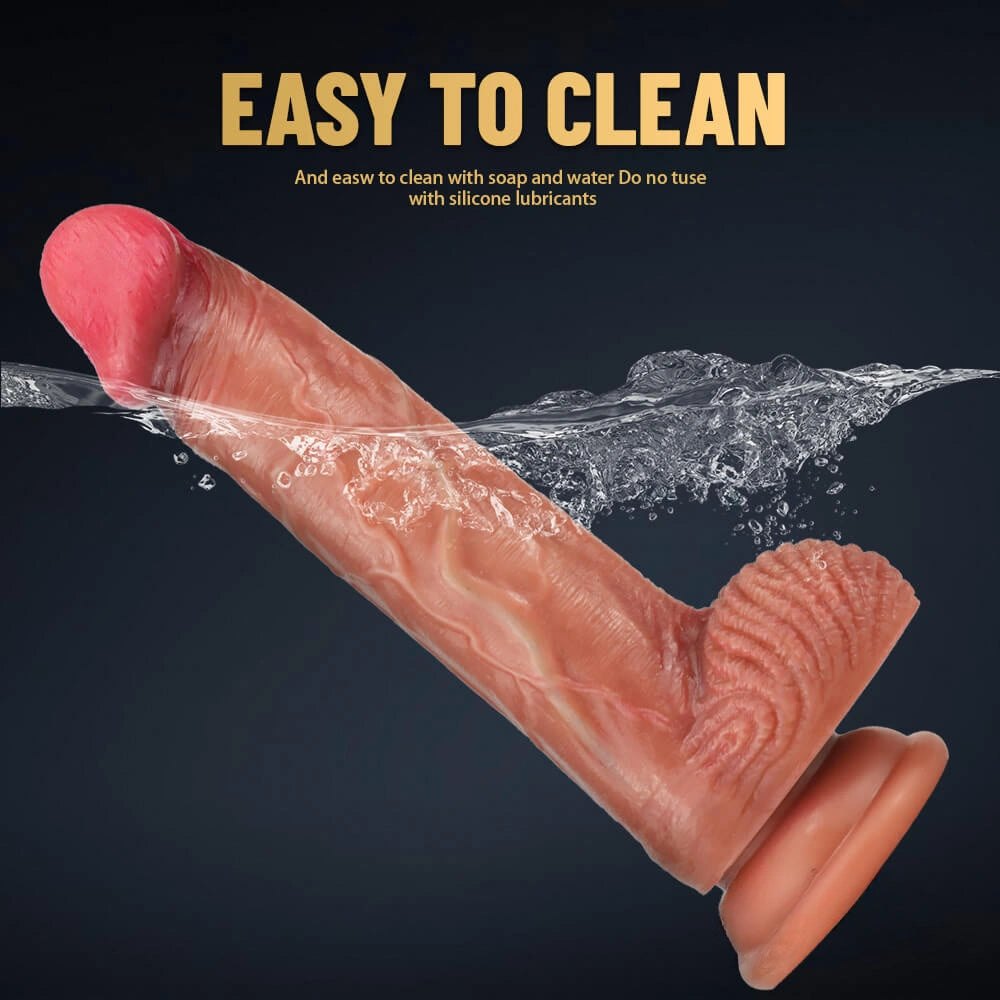 Flesh ribbed base suction cup dildo, photo 11