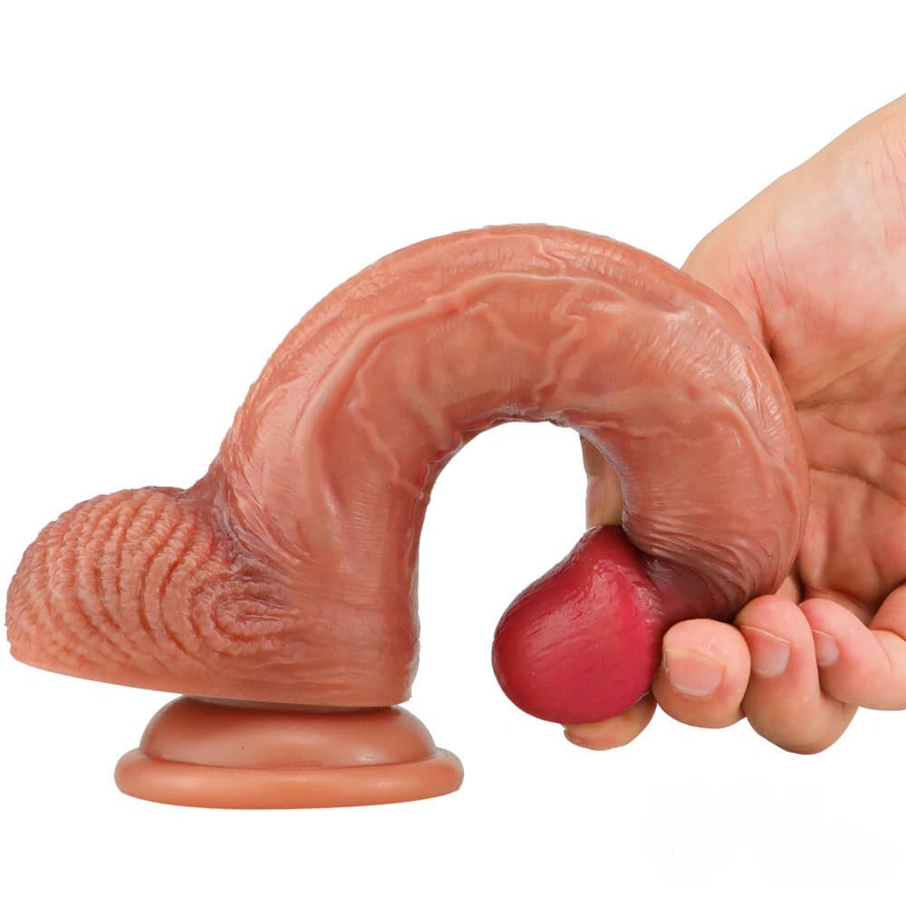 Flesh ribbed base suction cup dildo, photo 5