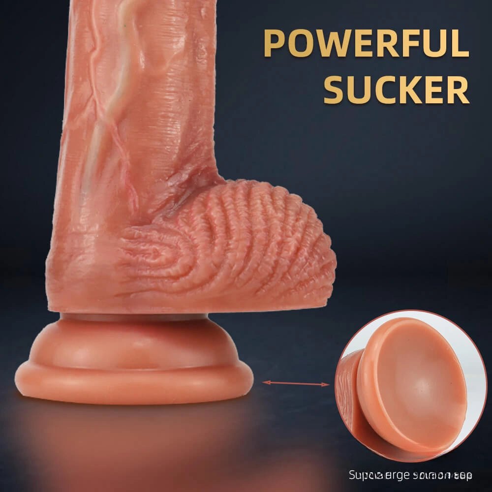 Flesh ribbed base suction cup dildo, photo 8