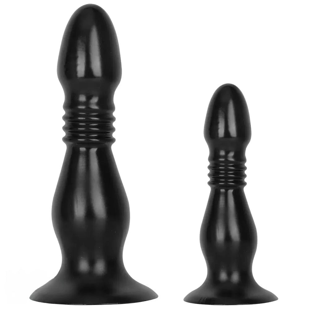 Black ribbed pvc anal plug dildo, photo 1