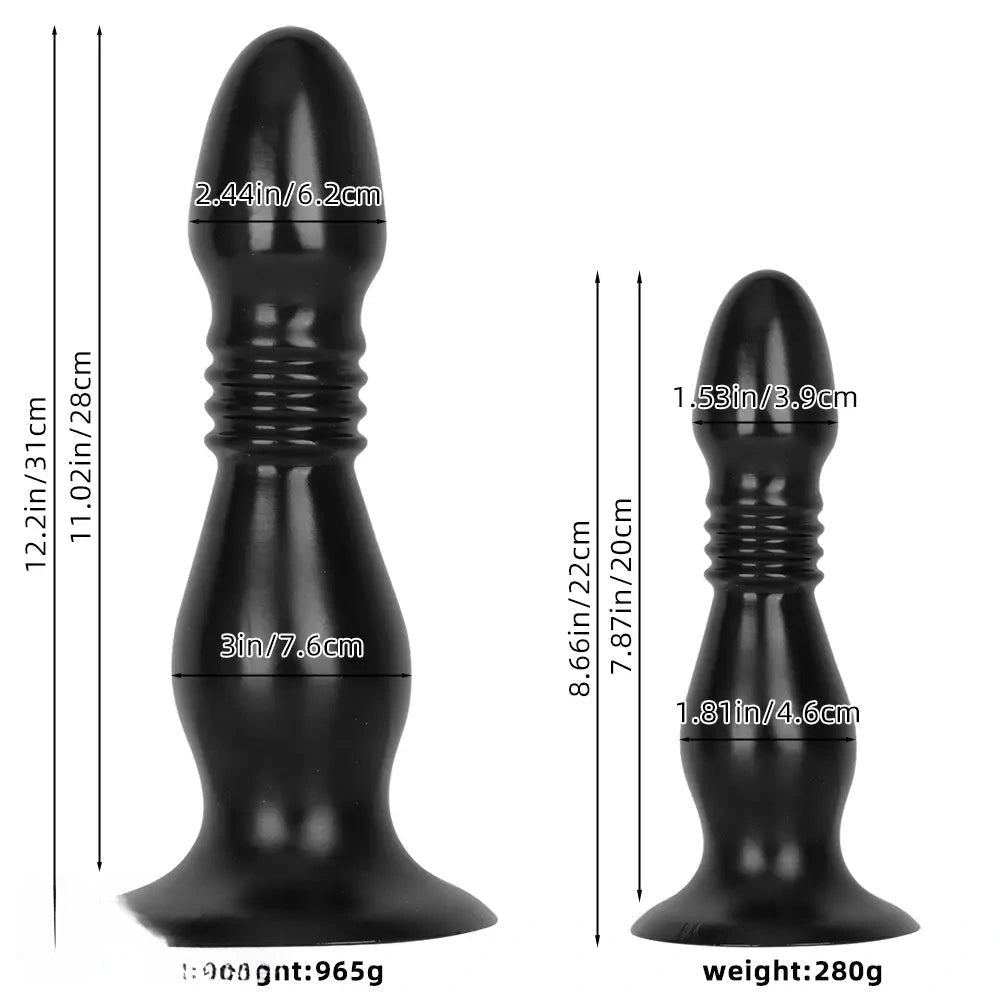 Black ribbed pvc anal plug dildo, photo 10