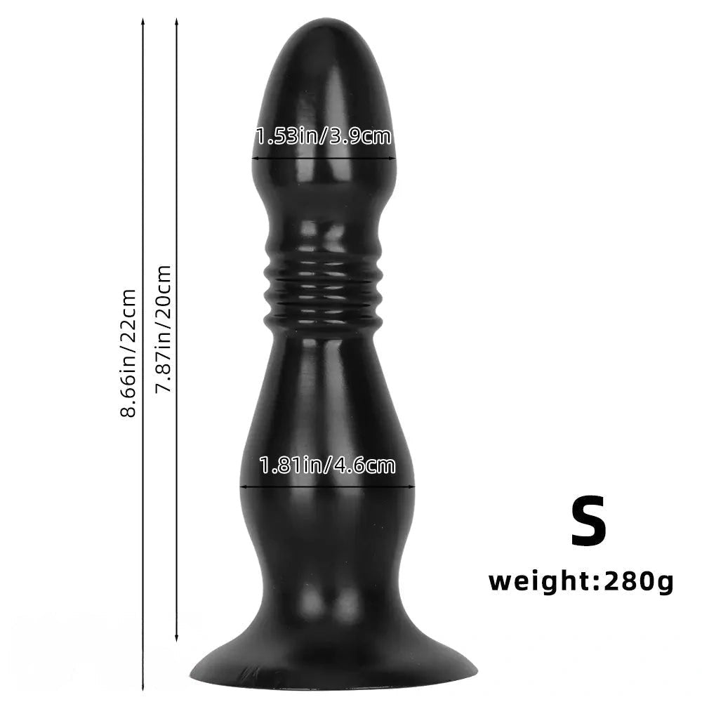 Black ribbed pvc anal plug dildo, photo 11