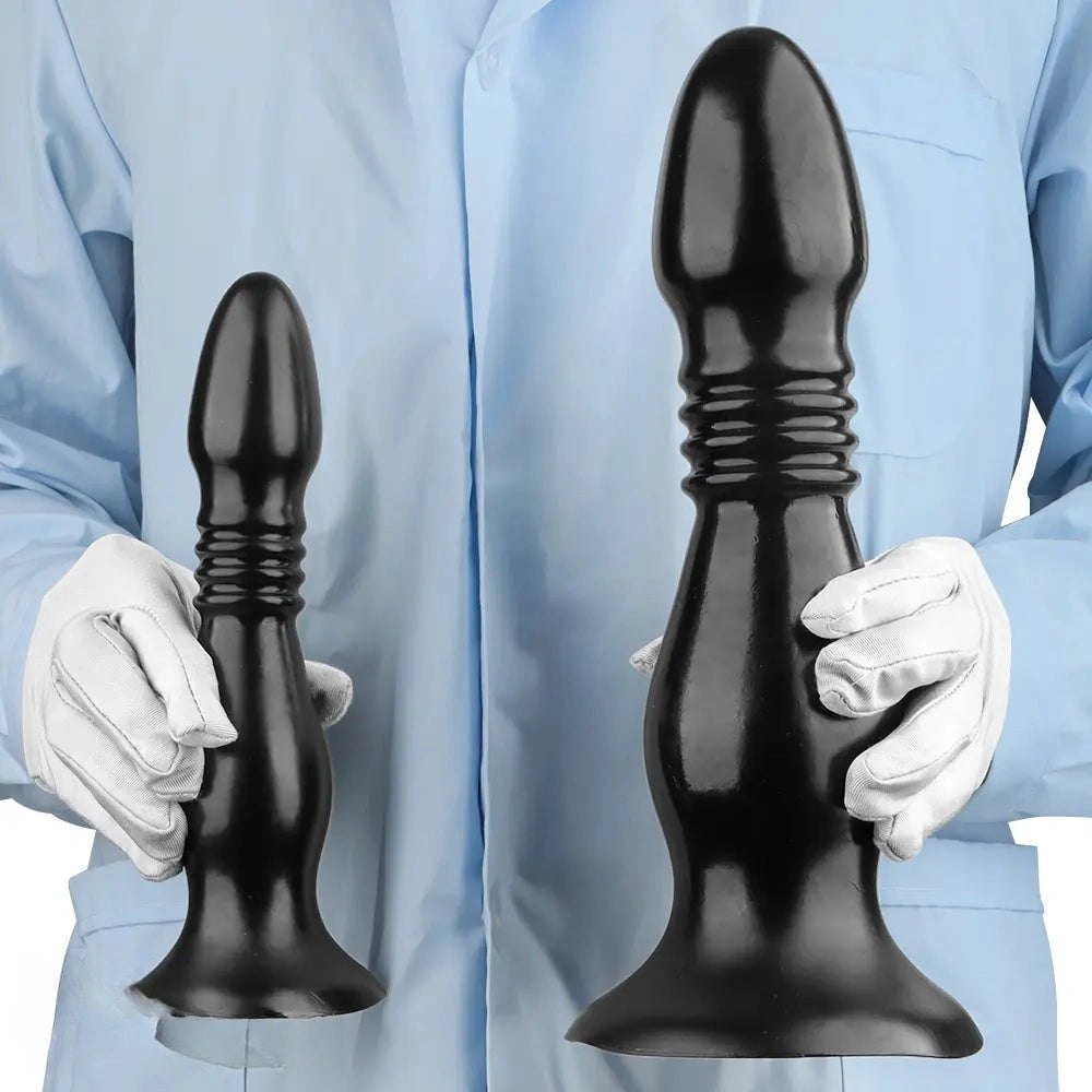 Black ribbed pvc anal plug dildo, photo 13