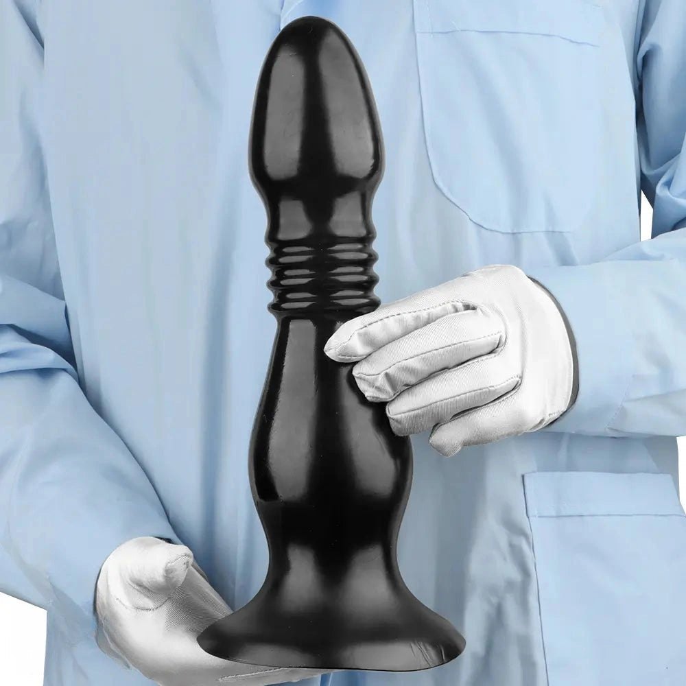 Black ribbed pvc anal plug dildo, photo 14
