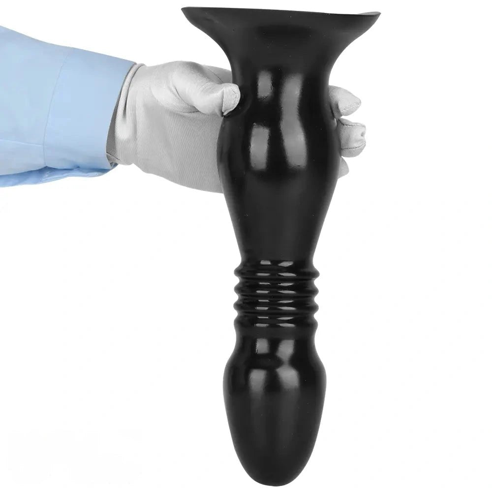Black ribbed pvc anal plug dildo, photo 3