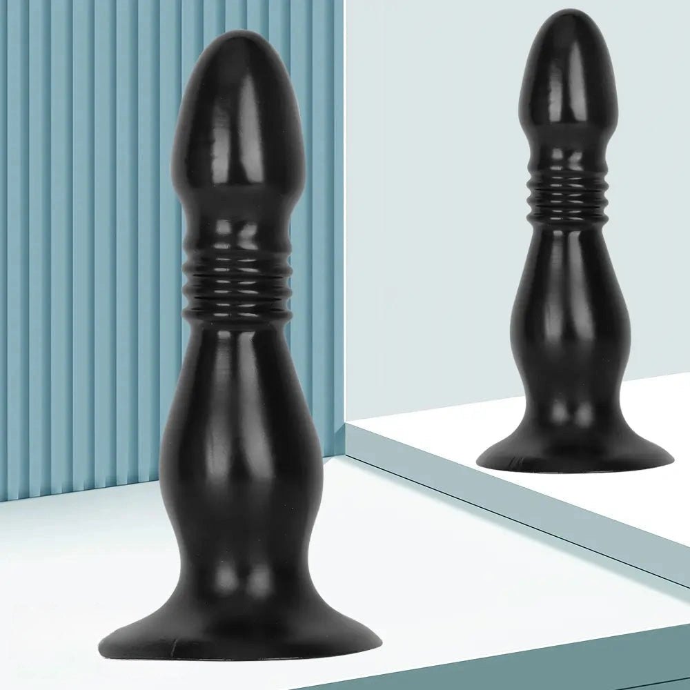 Black ribbed pvc anal plug dildo, photo 4