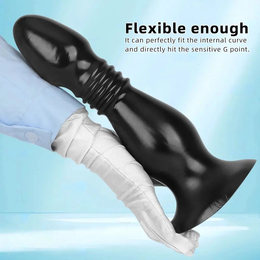 Black ribbed pvc anal plug dildo, photo 5