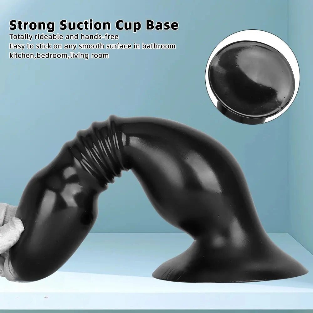 Black ribbed pvc anal plug dildo, photo 6
