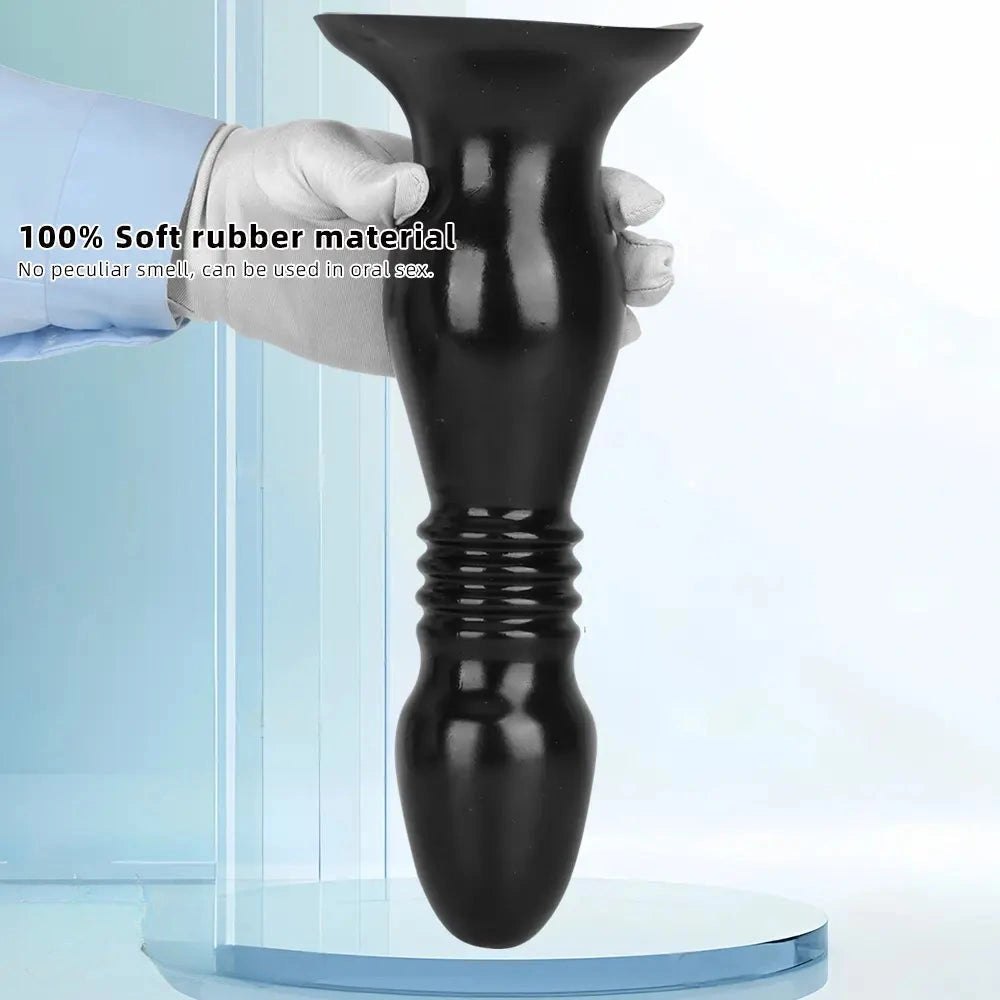 Black ribbed pvc anal plug dildo, photo 7