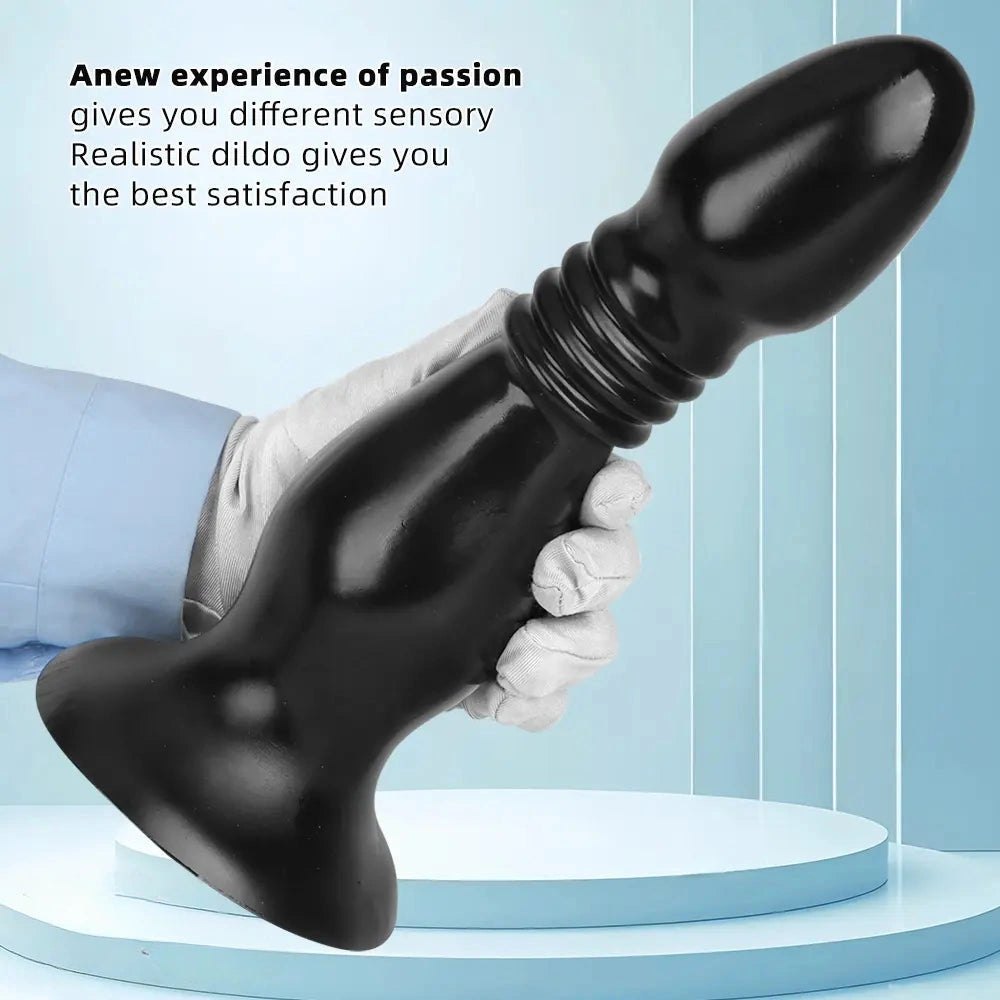 Black ribbed pvc anal plug dildo, photo 8