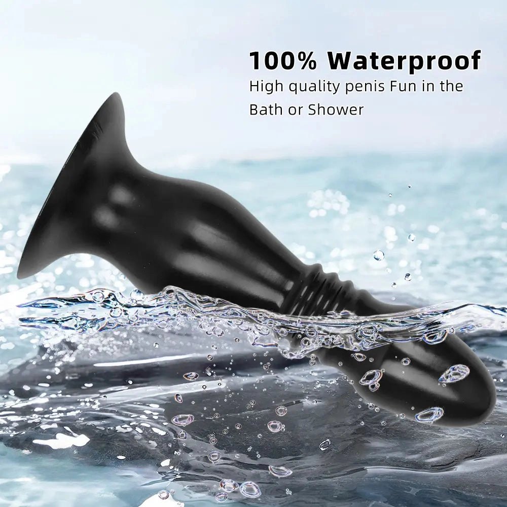 Black ribbed pvc anal plug dildo, photo 9