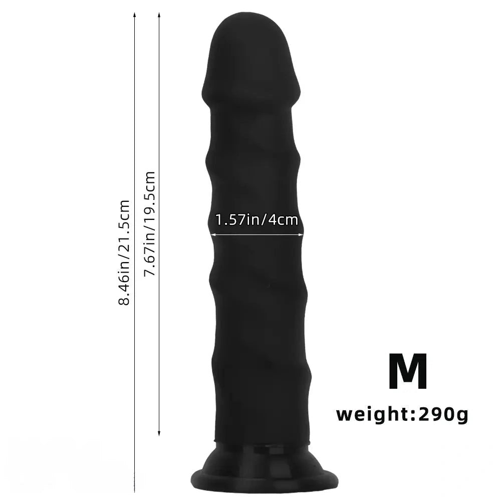 Black ribbed g-spot silicone dildo, photo 11