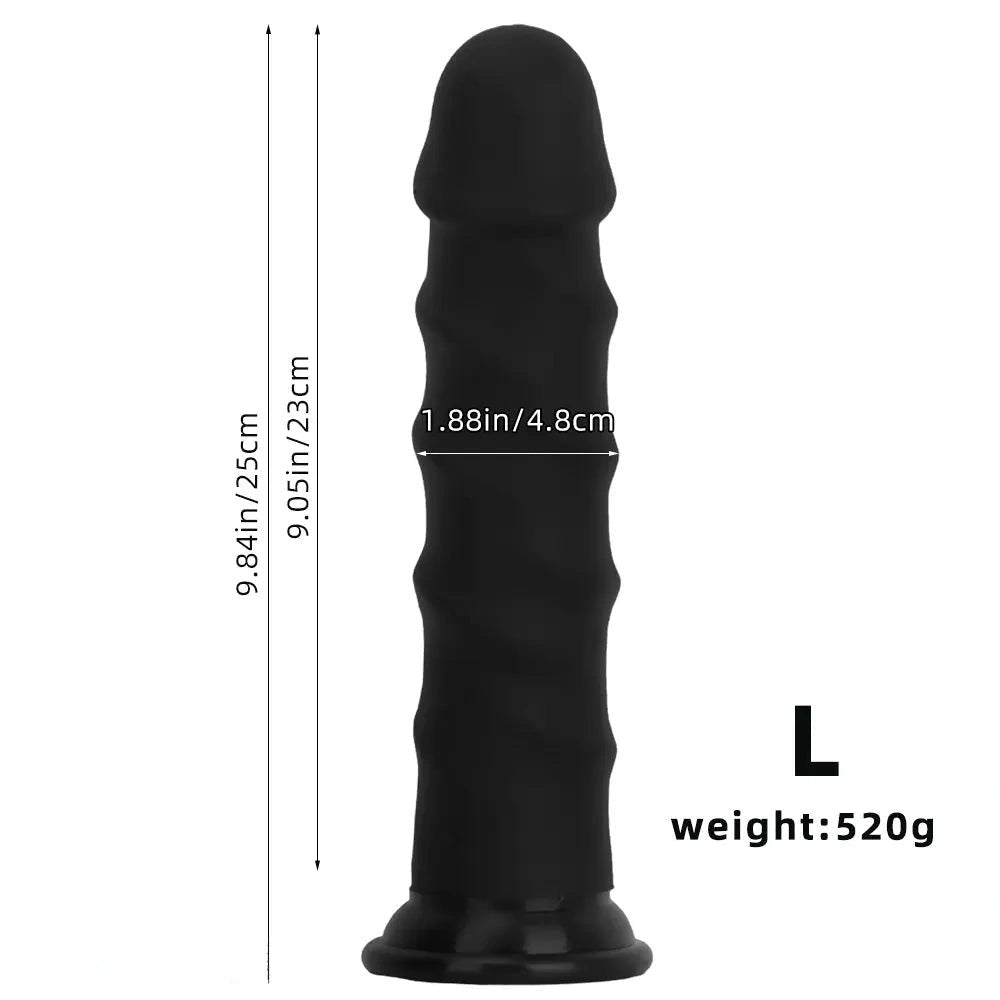 Black ribbed g-spot silicone dildo, photo 13