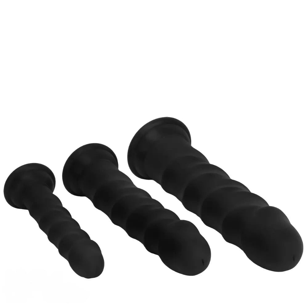 Black ribbed g-spot silicone dildo, photo 15