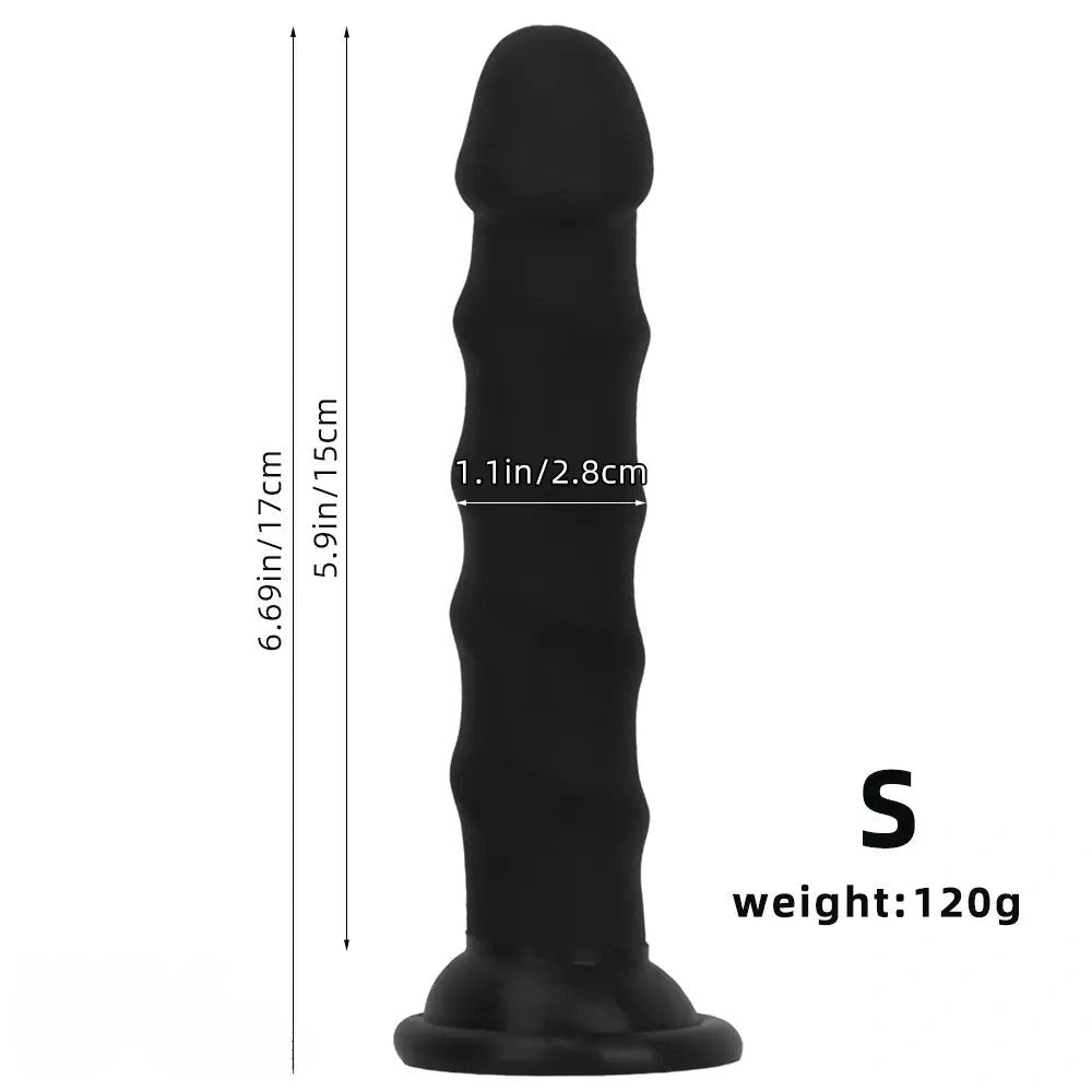 Black ribbed g-spot silicone dildo, photo 3
