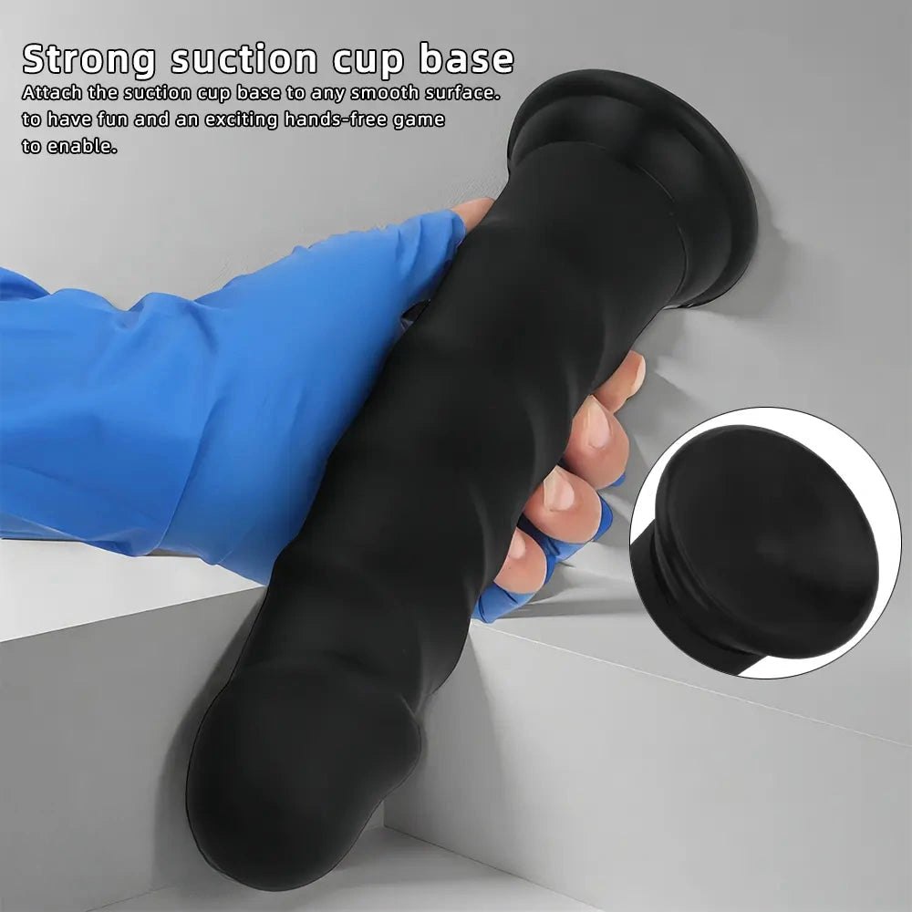 Black ribbed g-spot silicone dildo, photo 7