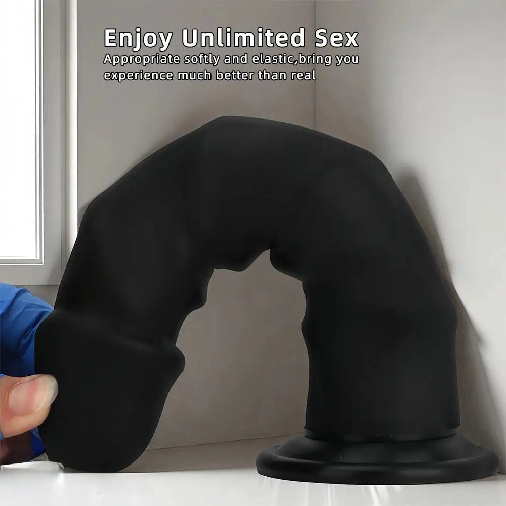 Black ribbed g-spot silicone dildo, photo 8
