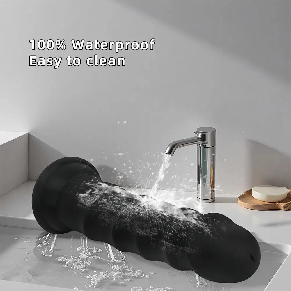 Black ribbed g-spot silicone dildo, photo 9