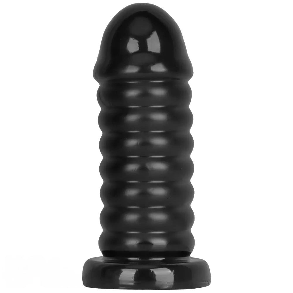 Black ribbed large anal dildo, photo 2