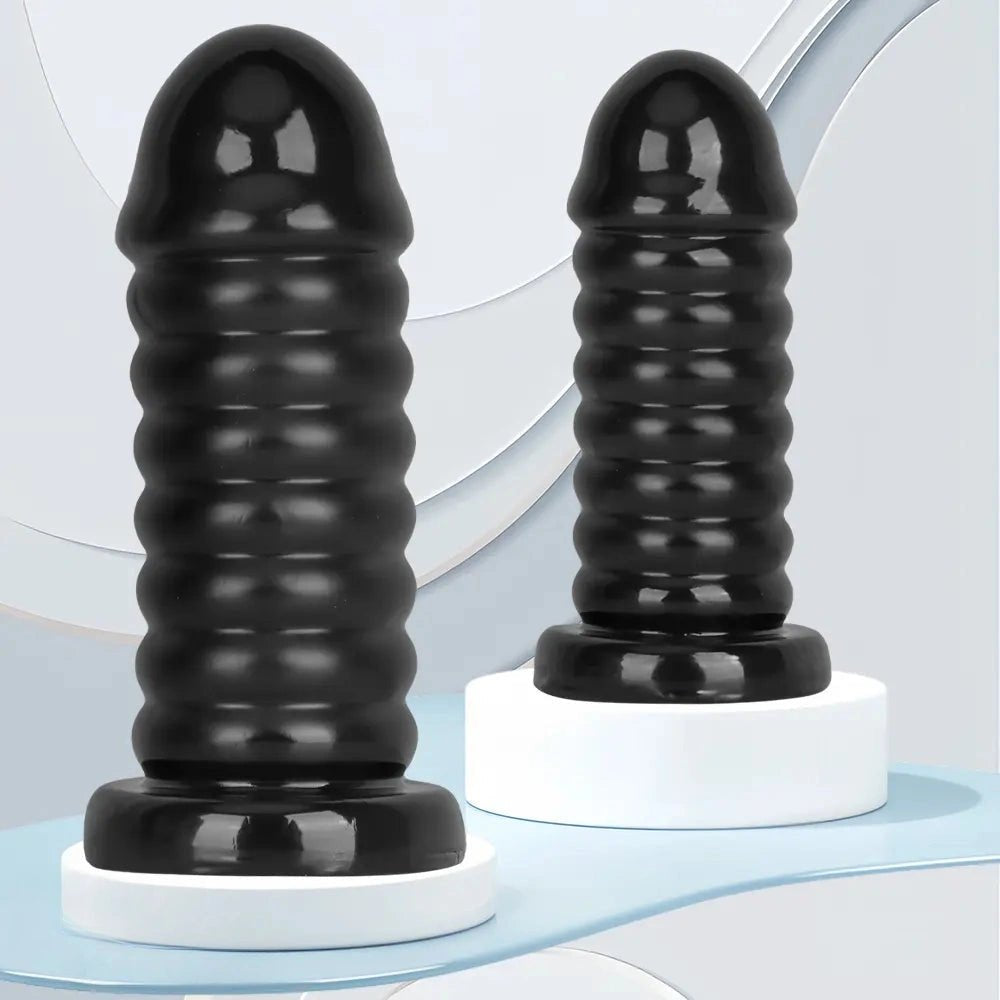 Black ribbed large anal dildo, photo 4
