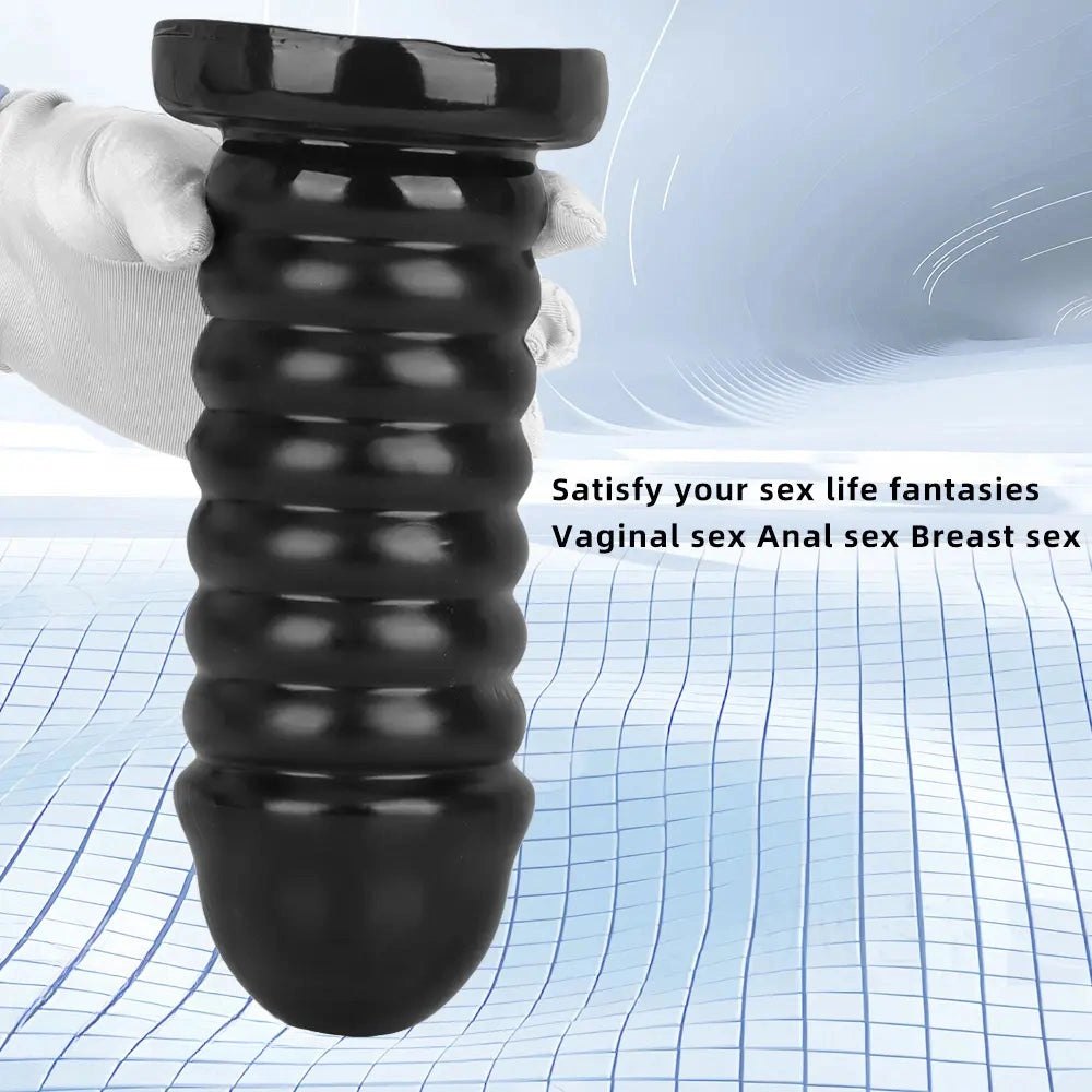 Black ribbed large anal dildo, photo 5