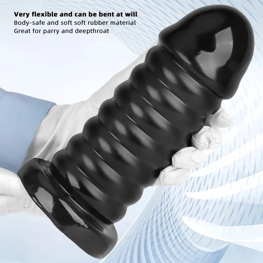 Black ribbed large anal dildo, photo 6