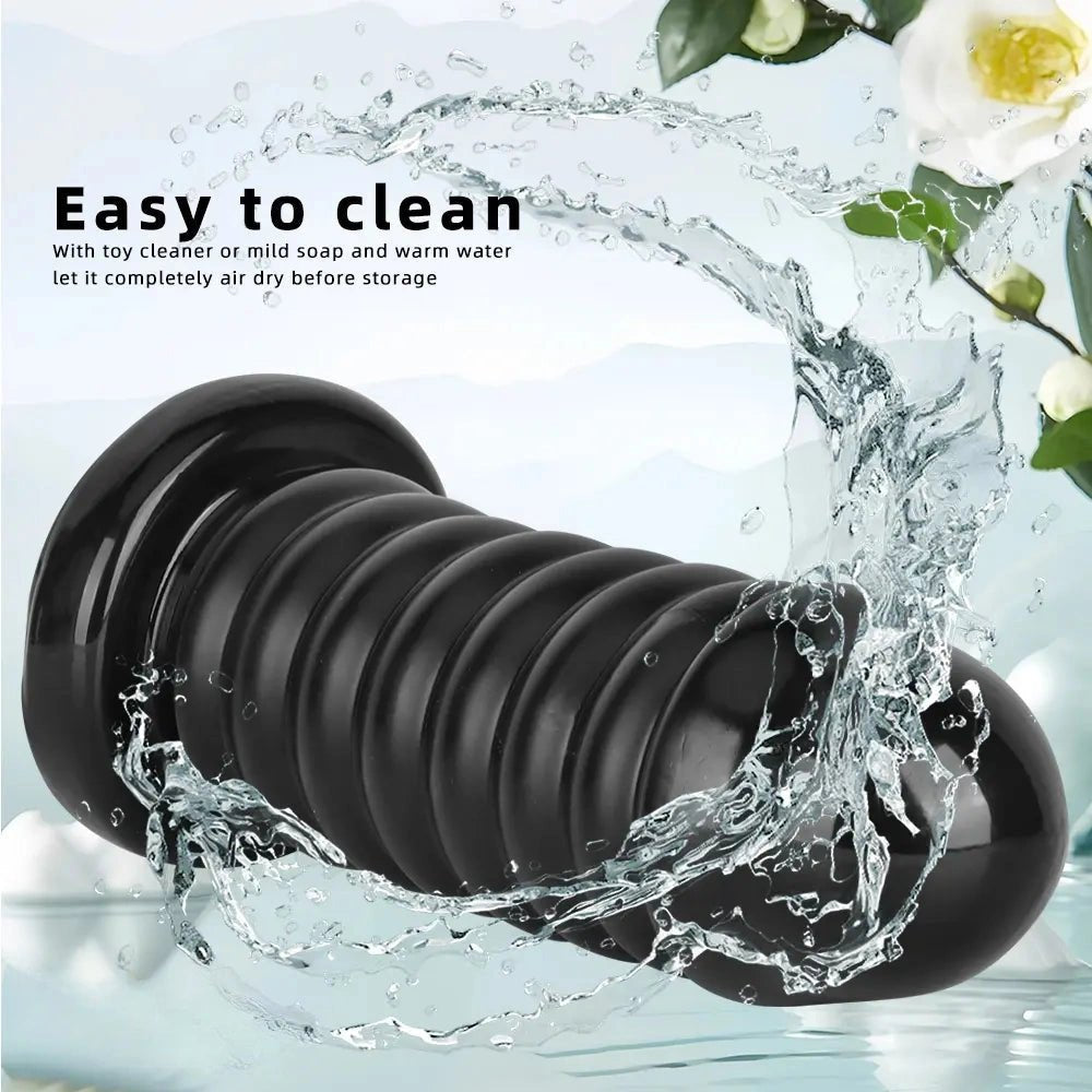 Black ribbed large anal dildo, photo 9