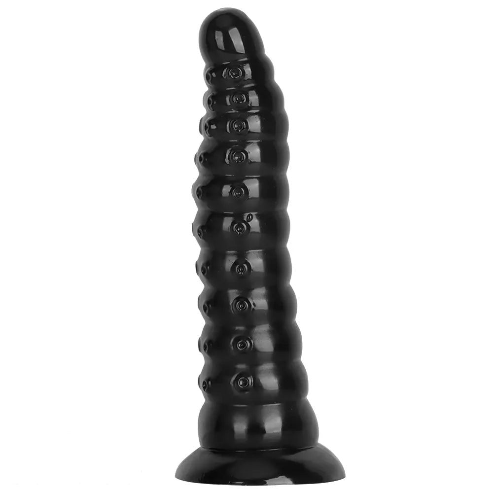 Black ribbed anal dildo, photo 1