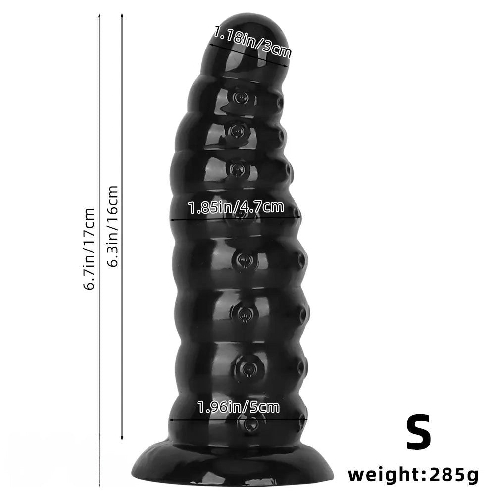 Black ribbed anal dildo, photo 10
