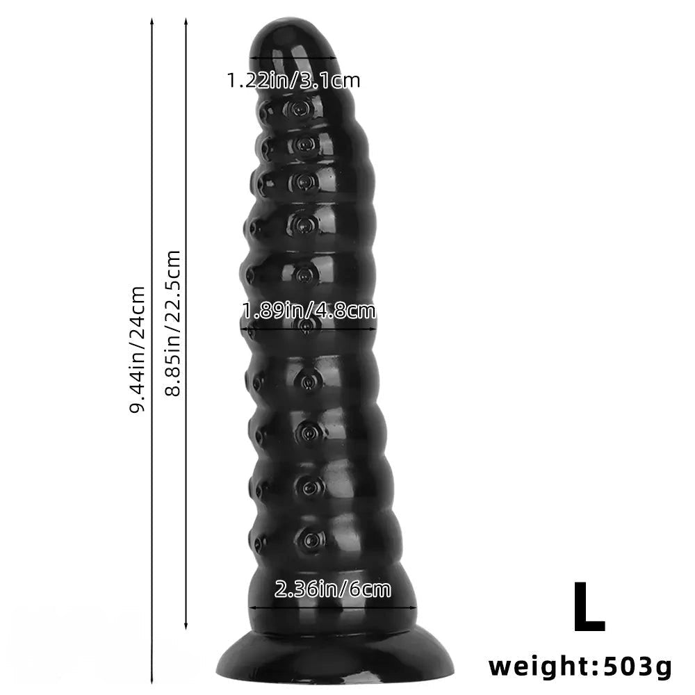Black ribbed anal dildo, photo 11
