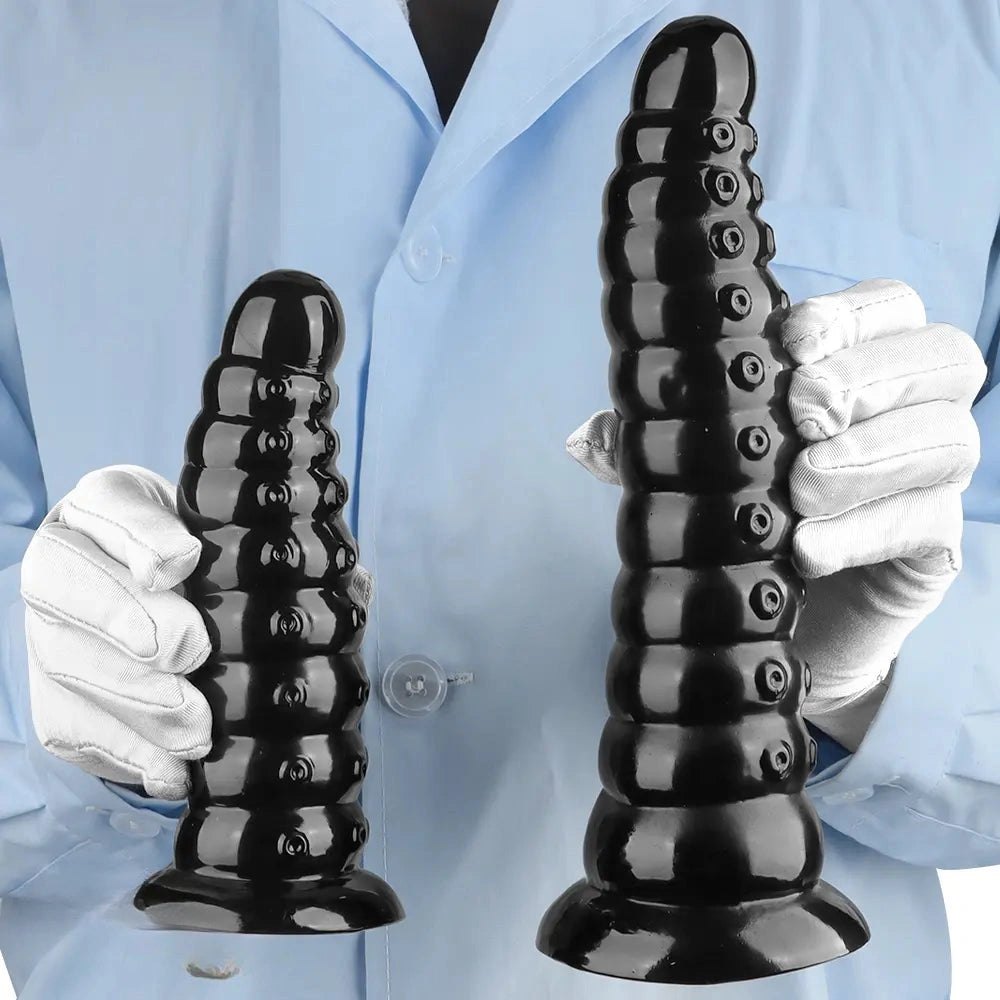 Black ribbed anal dildo, photo 12