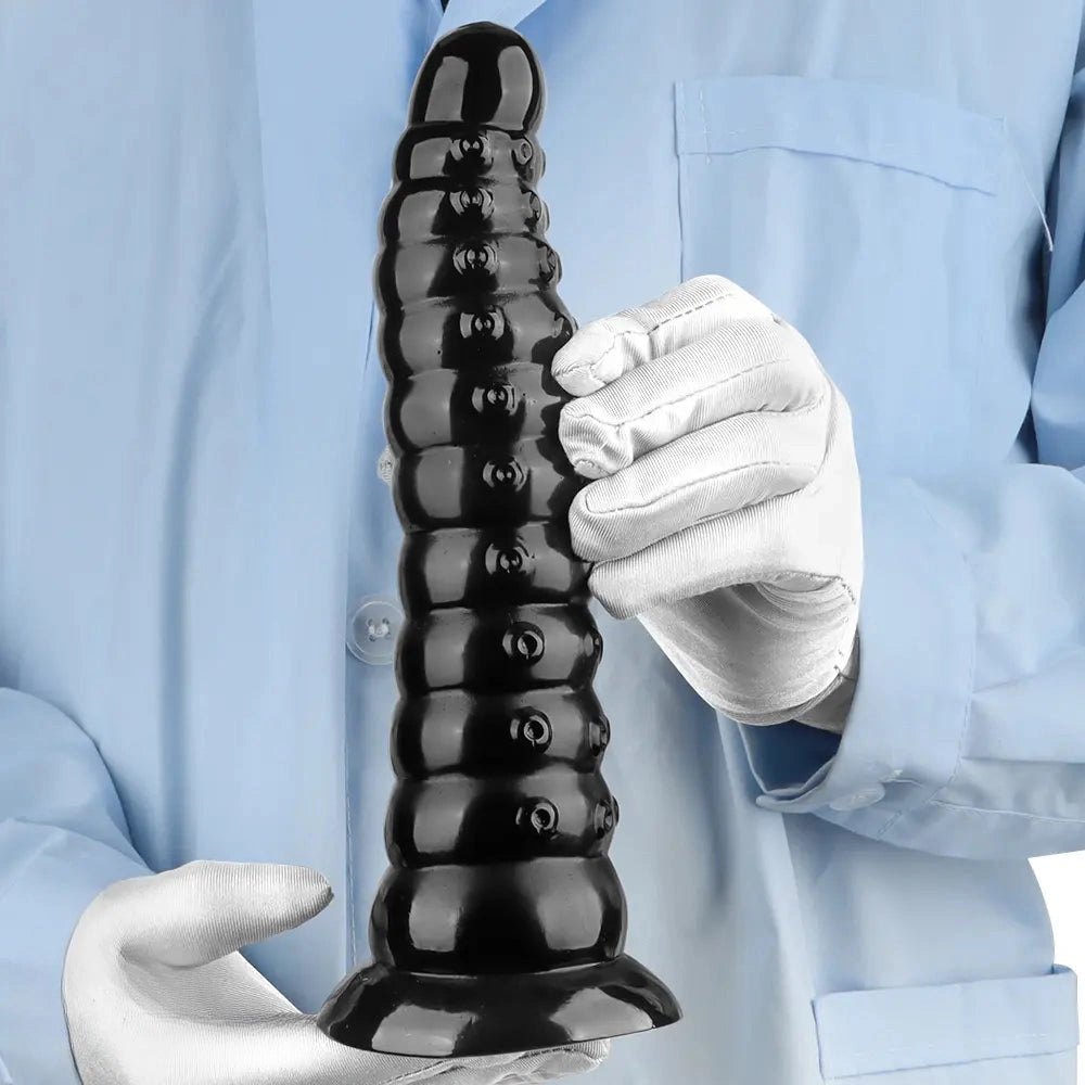 Black ribbed anal dildo, photo 13