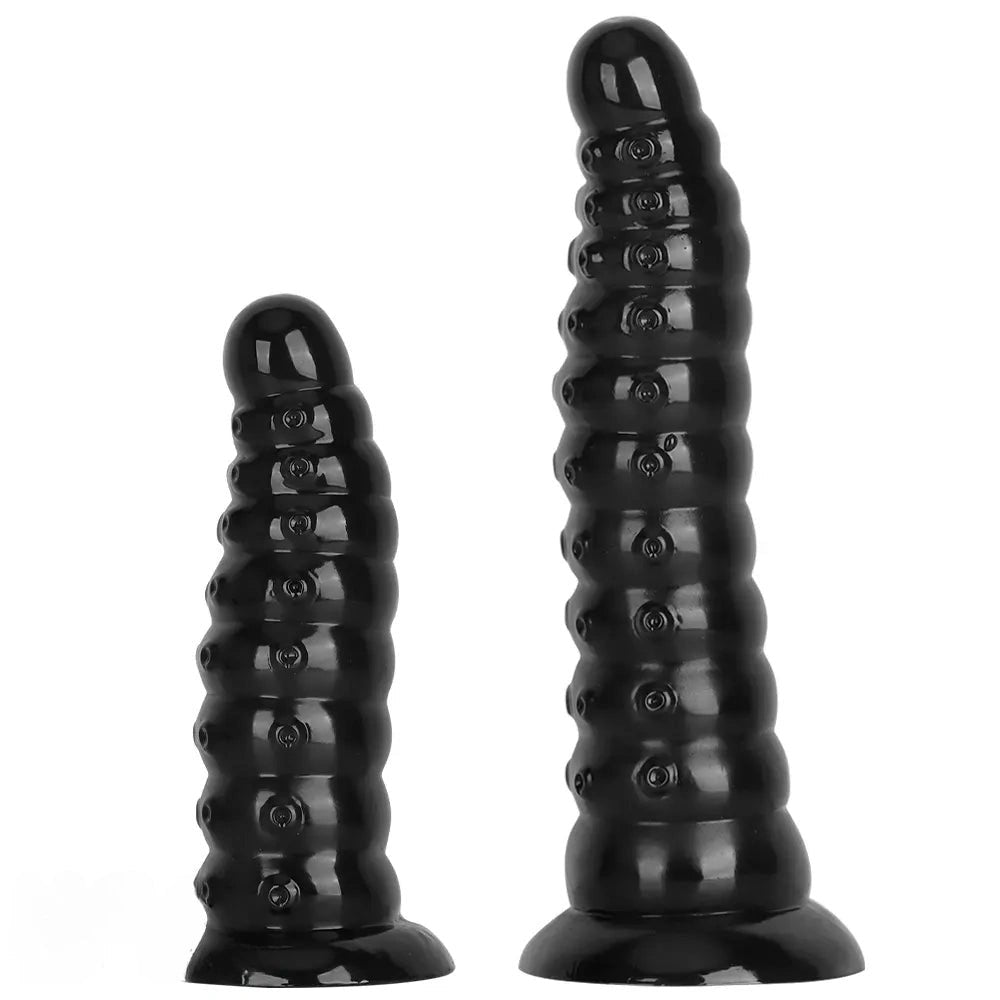 Black ribbed anal dildo, photo 2