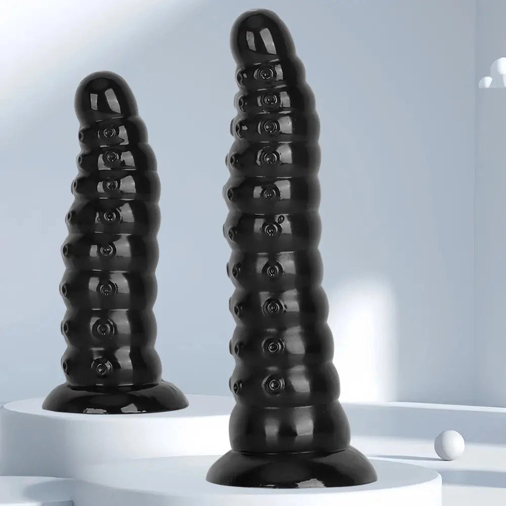 Black ribbed anal dildo, photo 4