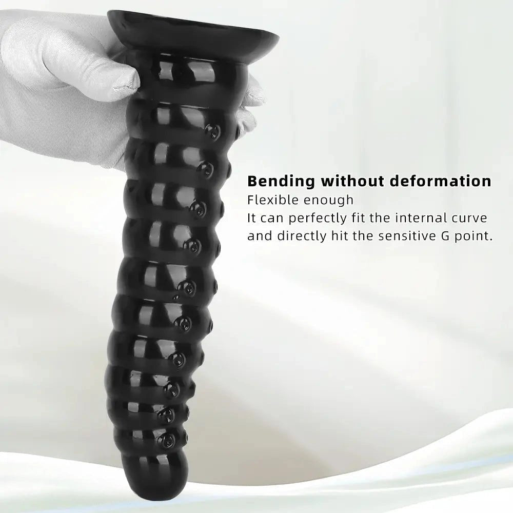 Black ribbed anal dildo, photo 5