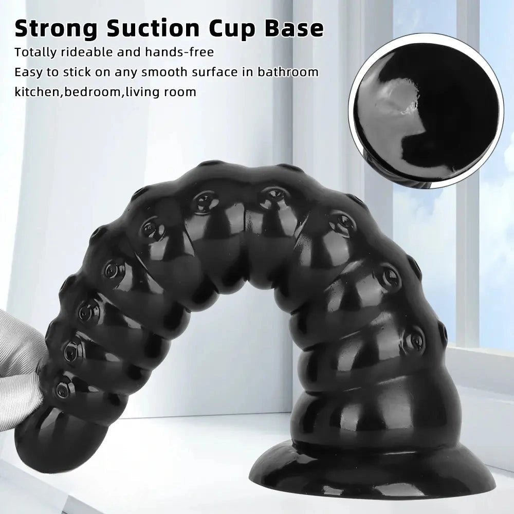 Black ribbed anal dildo, photo 6
