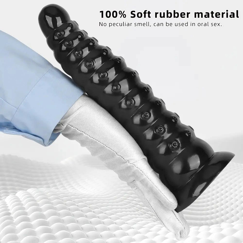 Black ribbed anal dildo, photo 7