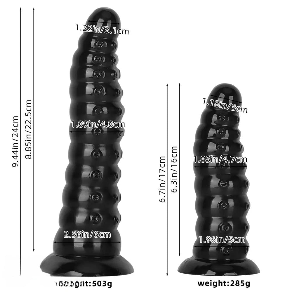 Black ribbed anal dildo, photo 9